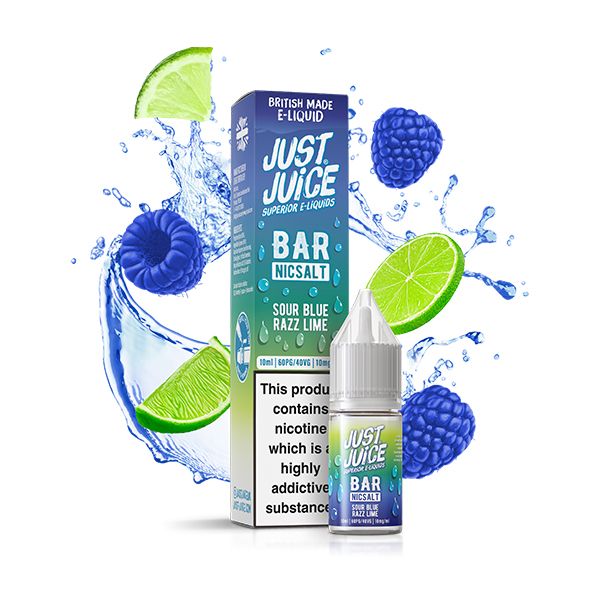 Sour Blue Razz Lime 10ml Bar Nic Salt E-liquid by Just Juice | Best4vapes