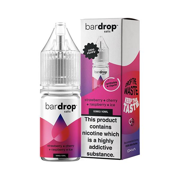 Strawberry Cherry Raspberry Ice 10ml Nic Salt E-liquid By Bar Drop Salts | Best4vapes